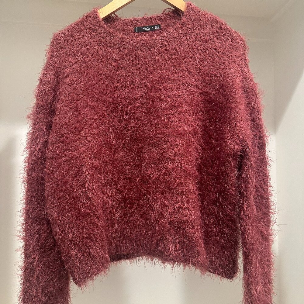 Mango MNGO fluffy sweater pink size small